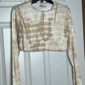 Adika Brown Tie Dye Crop Ribbed Shirt Medium